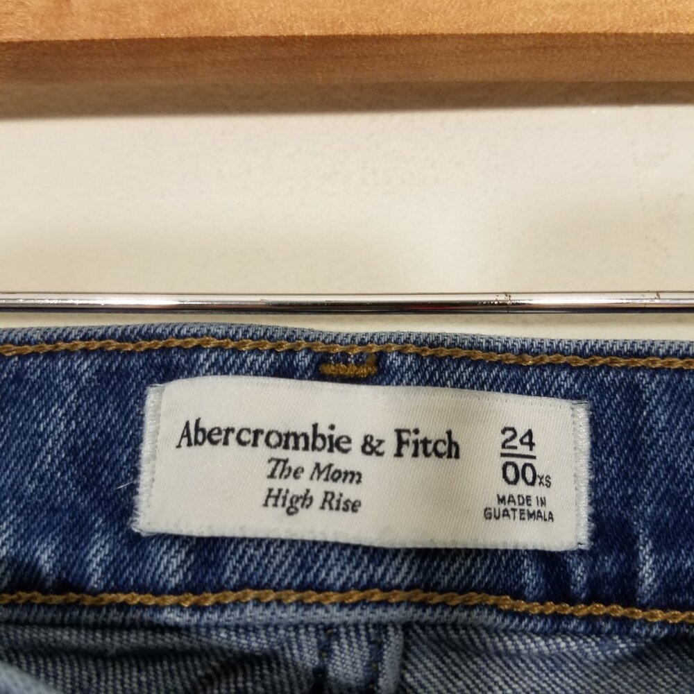 Abercrombie & Fitch The Mom High Rise Distressed Jeans Blue Size 00XS - Picture 4 of 7